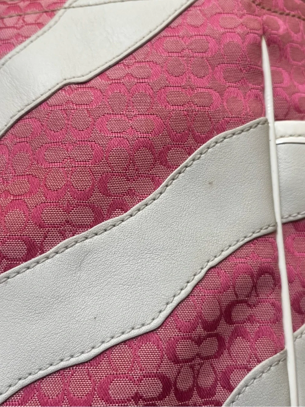 Coach Vintage Zebra Patchwork Limited Edition White & Pink Mini Cs Gallery Tote - Picture 15 of 15